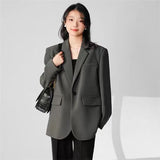 Fongt And Autumn Thin Gray Blazer Female Senior Design Sense Small Korean Version Of Casual Small Suit Tide