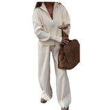 Fongt Autumn New Women's Solid Color Dress Short Top Repair Knitted Trousers Two Sets