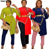 Two Piece Sets Sexy Outfits African Clothes for Women 2022 Spring Summer Embroidery Pleated Dresses Christmas Festival