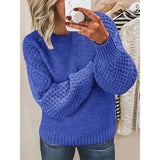 Fongt Women's Fashion Women's Jumper Long Sleeve Round Neck Stitch Sweater Women's