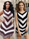 Fongt Striped Tuxedo Ass Dress Women's Summer Sleeveless Vest Dress Slimming Waist Thin Knitted Dress