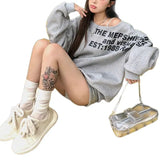 Fongt Sales Of 100,000] Printed Gray Oblique Shoulder Shawl Women's Spring Loose Design Sense Oversize Coat