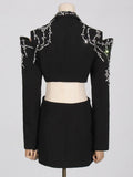 Fongt New Small Suit Jacket Female 2024 Summer High Sense Formal Dress Thin Heavy Industry Suit Jacket Female-Outfit