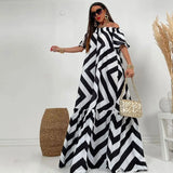 Fongt New Sexy Loose Plus-Size Shoulder Print Horn Sleeve Women's Long