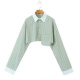 Fongt Striped Shirt 2025 Spring And Summer Temperament Casual Bump Clip Bag Loose Top Woman