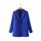 And Summer 2024 New Simple Loose Double-Breasted Suit Jacket New Suit For Women In Spring And Autumn-Outfit