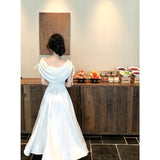 Fongt Feeling Irregular Collar Design Oblique Shoulder To Waist Dress Women's Summer 2025 New Fashion Elegant Trend