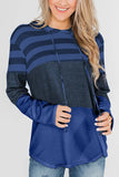 Color Block Drawstring Hooded