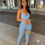 Casual Fitness Rompers Womens Jumpsuit Sleeveless Knit Rib Elastic Bodycon Jumpsuits Backless Workout Overalls for Women-Outfit