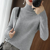 Turtleneck Women's Knitted Sweater Solid Loose Long Sleeve Autumn Sweaters Female Pullover Autumn Winter Warm Lady