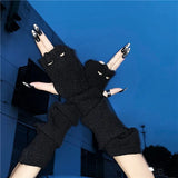 Dark Grunge Harajuku Unisex Winter Wrist Gloves Mall Gothic Punk Knitted Black Fingerless Gloves Fashion Warmer