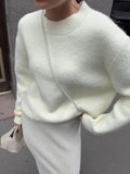 Fongt Short Gray Jacket Sweater For The Autumn And Winter 2025 Loose Long-Haired Alpaca Collar Knitted Shirt