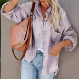 Fongt New Long-Sleeved Hair Edge Hole Denim Jacket Wind Girl Trend