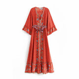Fongt Women's Sunflower Positioning Printing Waist With Horn Sleeve Long Skirt 83028303