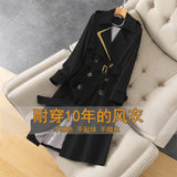 Coat For Women Autumn Winter Elegant Women Double Breasted Solid Cloak Female Korean Style High-end Trench With