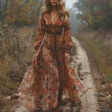 Fongt Shein Prints Bohemia National Holiday Beach Dress