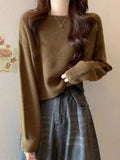 One-Word Collared Sweater For Women In Autumn And Winter, A Solid Color Casual Sweater, A Small Foreign Sweater.-Outfit