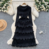 Fongt Folded High-Grade Sense Of Small Vintage Collar Lace With Waist Lotus Leaf Side Pressure Folded Elegant Dress Woman