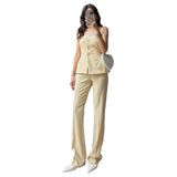 Fongt New Women's Single-Drace Buckle Elegant Slings Two-Piece Set