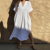 Fongt Cotton Crepe Beach Smock Bohemian Beach Dress Bikini Swimsuit Sun