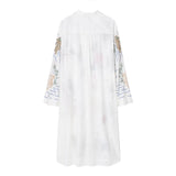 Fongt Women's Long Embroidery Loose Shirt 8213