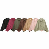 Fongt Women's 2025 New Bat Sleeve Loose-Fitting Velvet Bomber Jacket Jacket