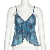 Fongt Spring Fashion Trend Women's New Sling Strip Bare Back Screen Printing Loose Small Vest