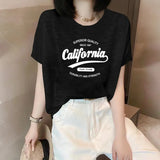 Fongt Shoulder Short-Sleeved T-Shirt Lady Loose Summer New Bamboo Festival Cotton Age-Red-Down Shirt Fashion Casual Top