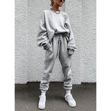 Fongt 2024 Women's New Ebay Burst Pure Color Long-Sleeved Trousers Loose Casual Suit