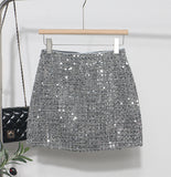 Fongt Dress Skirt Girl Babes A Small Silver Shiny Light Short Skirt 8258