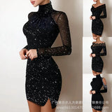 New Hot Gold Stitching V-Neck Pleated Satin Dress ODS1013C Series-Outfit