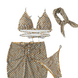 2023 New Drawstring Strap Sexy Three-Piece Swimsuit Bikini Lead