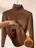Fongt Thicken High-Neck Sweater Temperament Inside To Keep Warm Jacket Knitting