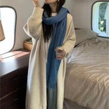 Fongt Long Gentle Lazy Wind Soft Waxy Loose Design Sense Chic Knit Cardigan Sweater Coat Female-Outfit