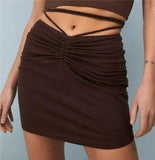Waist Goth Y2K Mini Skirts Women Bandage Drawstring Ruched Slim Pencil Skirt Sexy Summer Fashion Wrapped Bottoms