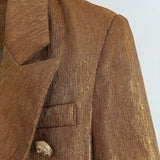 Fashion 2023 Designer Blazer Party Women's Lion Metal Buttons Double Breasted Blazer Jacket Outer Wear