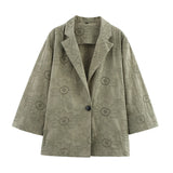 Fongt Women's Explosive Hollow Embroidery Suit Jacket + Hollow Embroidery Straight Trousers