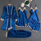 Fongt Pajamas With Thoracic Silk Sexy Slings Gold Five-Piece Set Of Pajamas Thin