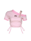 Summer Fashion Tee Y2k Sexy Cute Kawaii Short Sleeve Punk Vintage Crop Top Women T-shirts Harajuku Slim Bodycon