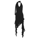 2023 Spring And Summer Women's New Trend Fashion Pure Color Sexy Bare Back Hanging Neck