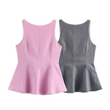 Fongt Tie With Bare Back Vest 2025 Spring Sleeveless Waist Skirt Swing Women's Top