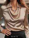 Fongt And Autumn Temperament Solid Color Vertebery Collar Women's Shirt