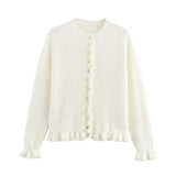 Fongt Women's Autumn And Winter New Laminated Wooden Ear Knitted Shirt Jacket