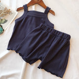 Comfortable Sleeveless Tops+Pant Kids Clothes Solid Colors Boy Clothing Set Toddler Boy Girls Vest Child Pajama