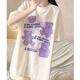 Fairy Bear Cute Graphic T Shirts Kawaii Clothes for Teens Light Green Apricot Cotton Tee Tops Oversized Summer Large