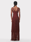 2023 New Summer Women'S Sleeveless V-Neck Tight Long Bandage Dress High Quality Elegant Sexy Cut-Out Club Evening