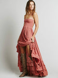Backless Bohemian Beach Maxi Cotton Dress