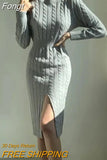 Women Knitted Dress Twisted Elegant Double Sided Bodycon Sweater Long Sleeve Autumn Winter Fashion Harajuku Chic