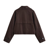 Fongt Women's Clothing Explosion Fashion Casual Street Collar Short Wind Coat