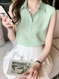 Summer Sleeveless Blouse Women Casual Striped Shirts Blouses Female Blusas Casual Ladies Office OL Blouses Basice Tops-Outfit